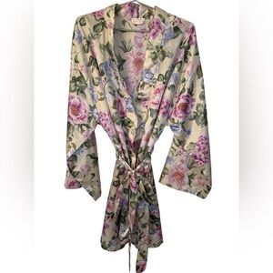 Vintage Sleep Club Floral Print Satin Robe